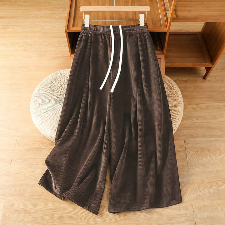 Buddha Stones Cordhose mit elastischem Bund, Damen, 7-8 Zoll lang, weites Bein, kurze Länge. - Sattelbraun - US4, UK/AU8, EU36 (F) - image 11
