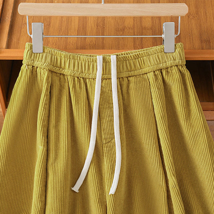 Buddha Stones Cordhose mit elastischem Bund, Damen, 7-8 Zoll lang, weites Bein, kurze Länge. - image 4