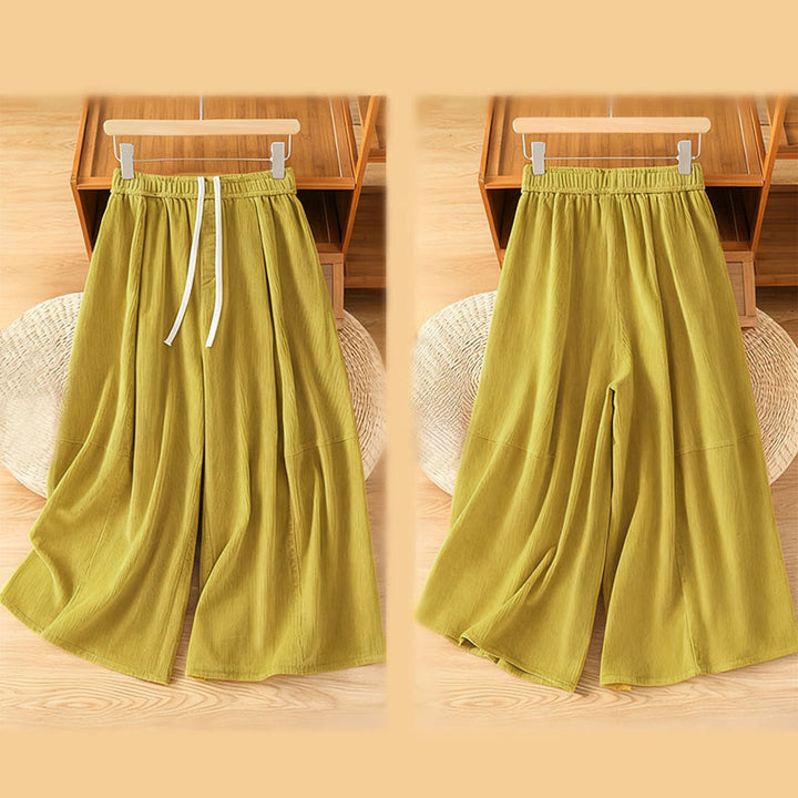 Buddha Stones Cordhose mit elastischem Bund, Damen, 7-8 Zoll lang, weites Bein, kurze Länge. - image 3
