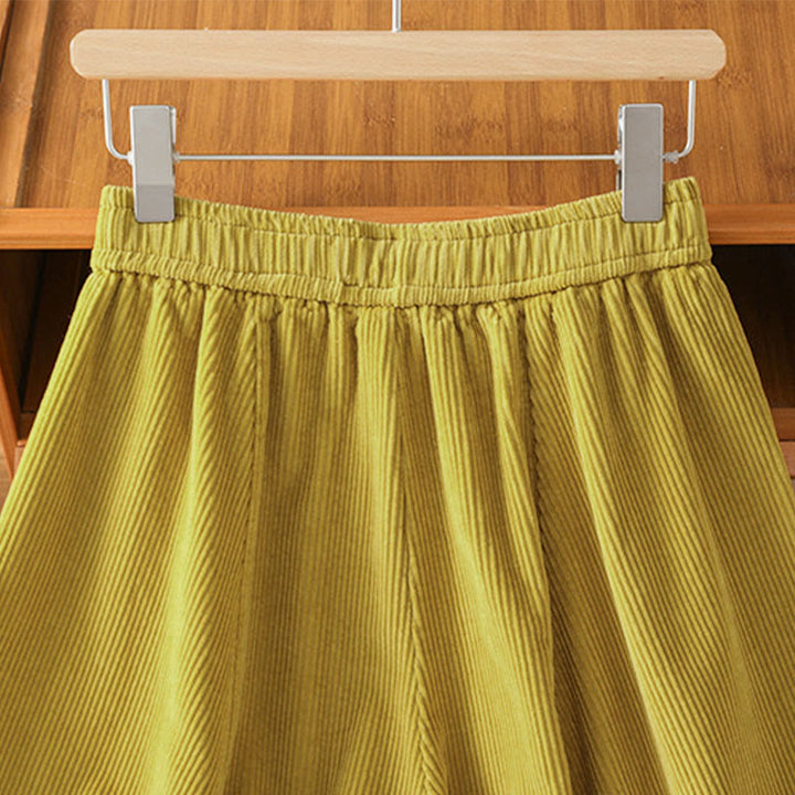 Buddha Stones Cordhose mit elastischem Bund, Damen, 7-8 Zoll lang, weites Bein, kurze Länge. - image 5
