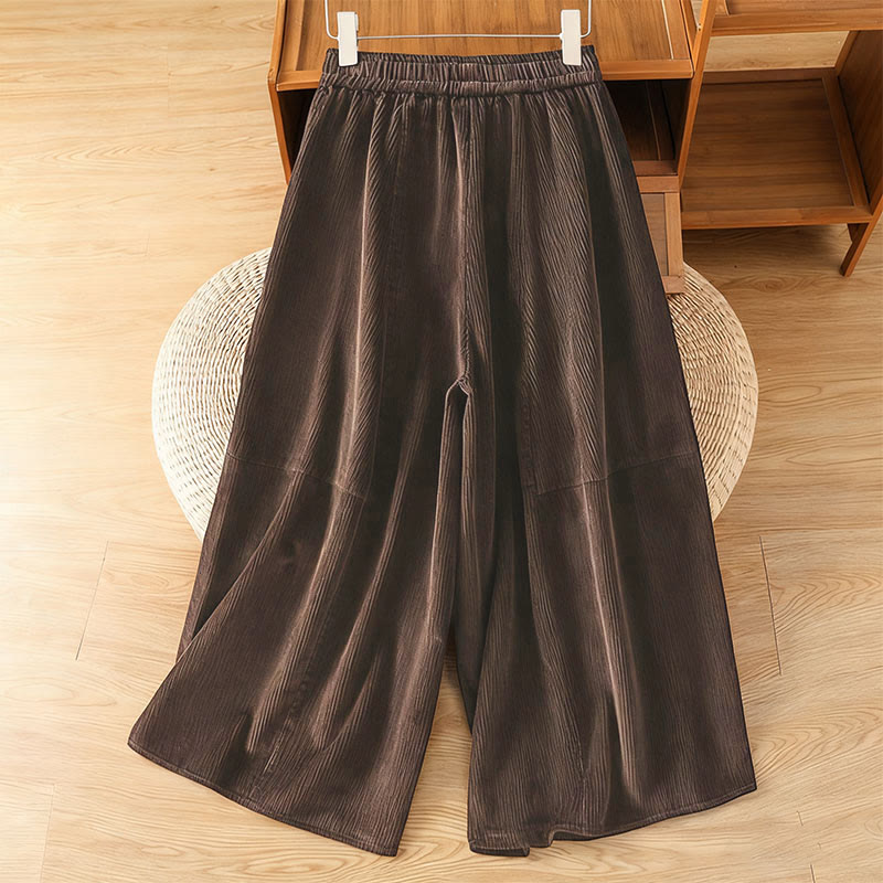 Buddha Stones Cordhose mit elastischem Bund, Damen, 7-8 Zoll lang, weites Bein, kurze Länge. - image 12