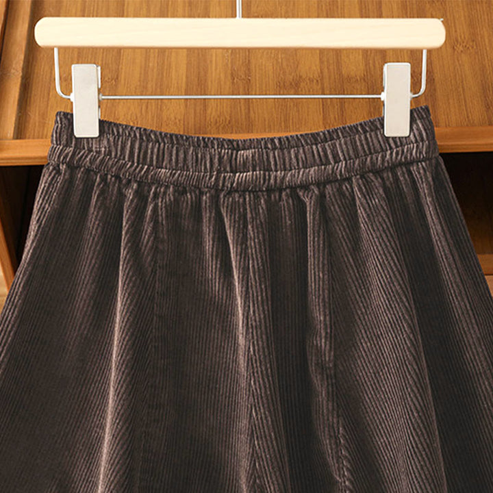 Buddha Stones Cordhose mit elastischem Bund, Damen, 7-8 Zoll lang, weites Bein, kurze Länge. - image 14