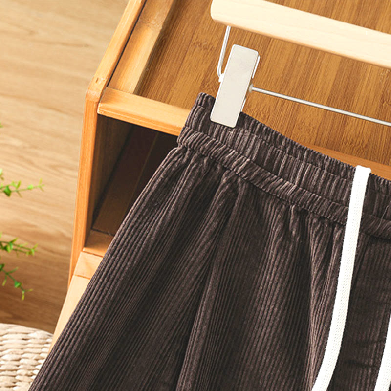 Buddha Stones Cordhose mit elastischem Bund, Damen, 7-8 Zoll lang, weites Bein, kurze Länge. - image 15