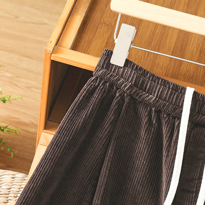 Buddha Stones Cordhose mit elastischem Bund, Damen, 7-8 Zoll lang, weites Bein, kurze Länge. - image 15