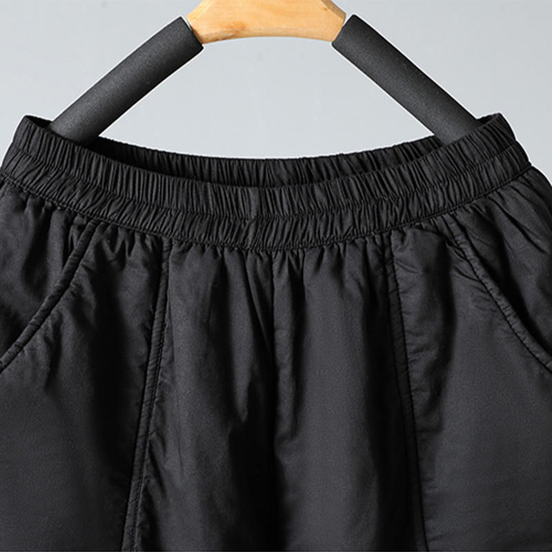 Buddha Stones Winter Elastischer Bund Baumwolle Thermohose Damen Cropped 7-8 Länge Haremshose mit Taschen - image 19