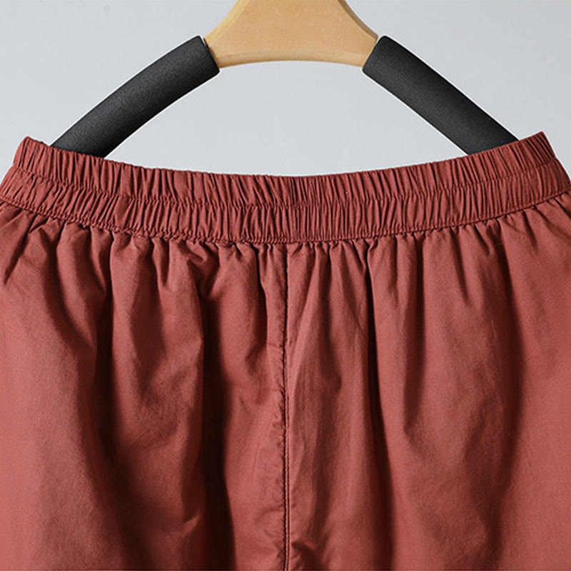 Buddha Stones Winter Elastischer Bund Baumwolle Thermohose Damen Cropped 7-8 Länge Haremshose mit Taschen - image 11