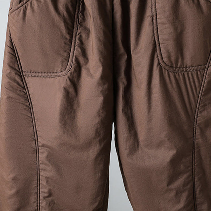 Buddha Stones Winter Elastischer Bund Baumwolle Thermohose Damen Cropped 7-8 Länge Haremshose mit Taschen - image 6