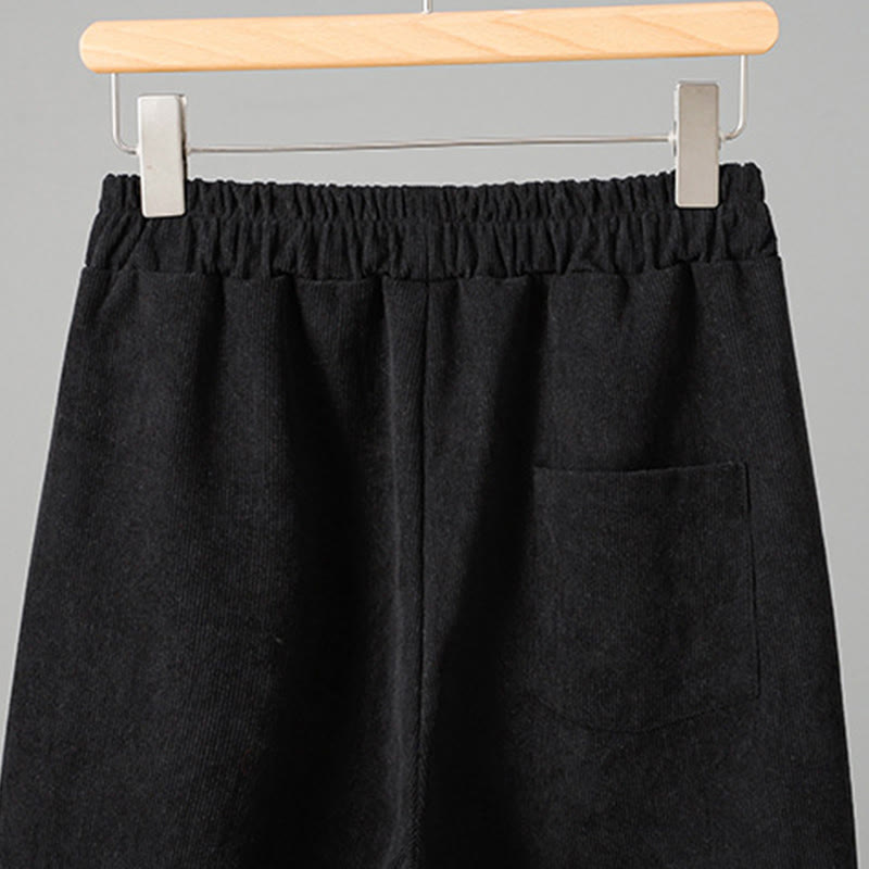 Buddha Stones Schlichte Cordhose mit elastischem Bund, Patchwork-Karomuster und weitem Bein, knöchellang, Damen - image 12