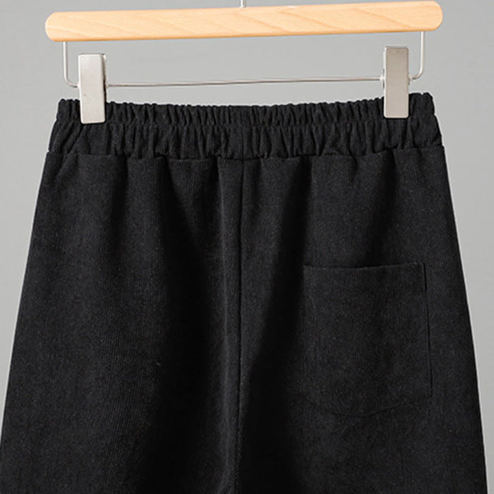 Buddha Stones Schlichte Cordhose mit elastischem Bund, Patchwork-Karomuster und weitem Bein, knöchellang, Damen - image 12