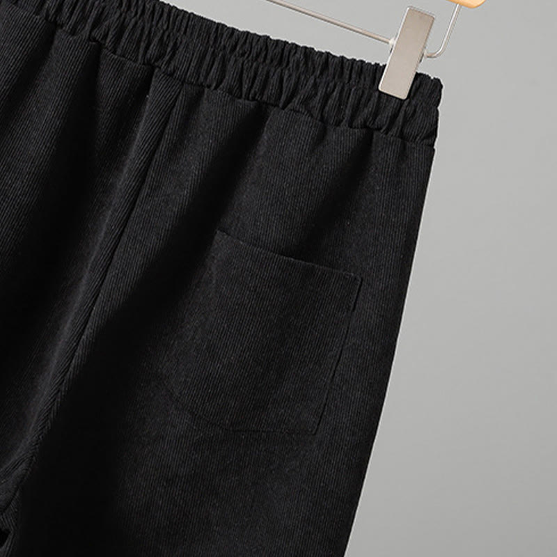 Buddha Stones Schlichte Cordhose mit elastischem Bund, Patchwork-Karomuster und weitem Bein, knöchellang, Damen - image 14