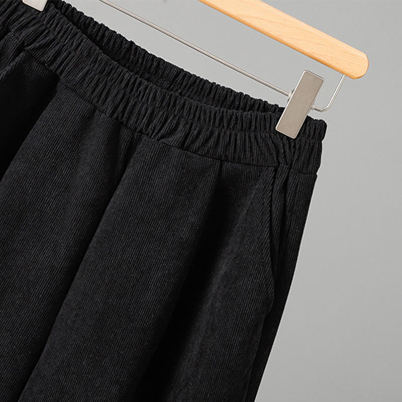 Buddha Stones Schlichte Cordhose mit elastischem Bund, Patchwork-Karomuster und weitem Bein, knöchellang, Damen - image 13