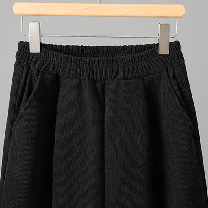 Buddha Stones Schlichte Cordhose mit elastischem Bund, Patchwork-Karomuster und weitem Bein, knöchellang, Damen - image 11