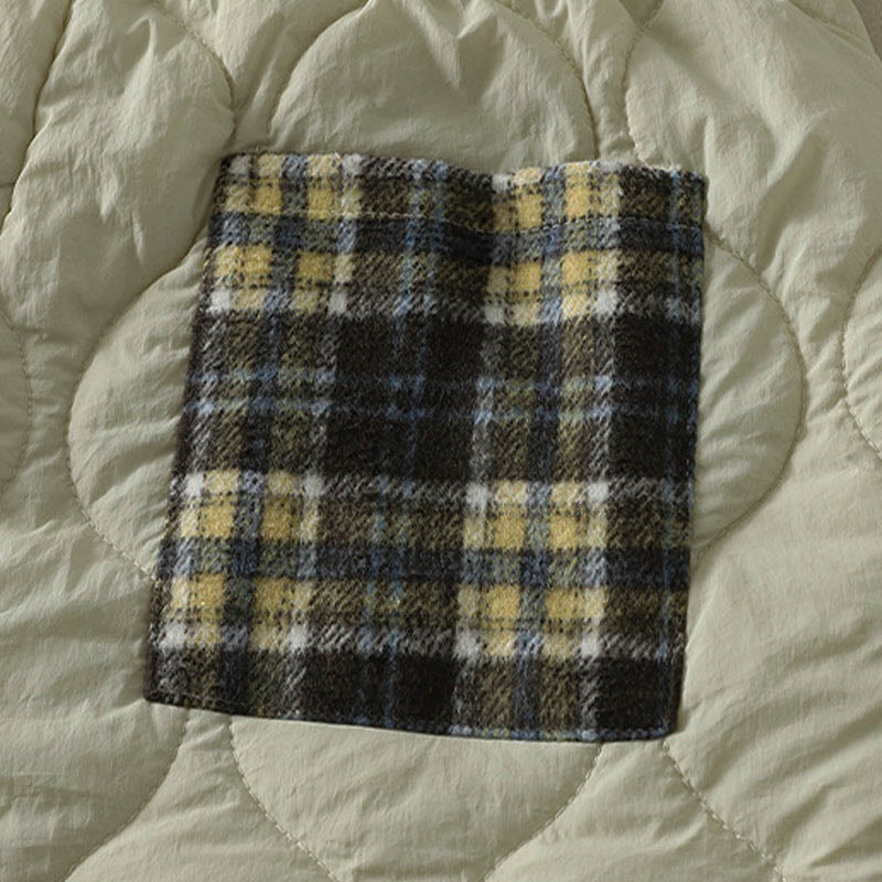 Buddha Stones Winter Curved Lines Elastischer Bund Kordelzug Patchwork-Karo Baumwoll-Thermohose für Damen mit Taschen - image 10