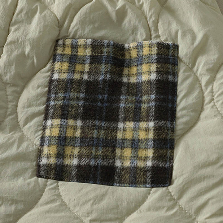 Buddha Stones Winter Curved Lines Elastischer Bund Kordelzug Patchwork-Karo Baumwoll-Thermohose für Damen mit Taschen - image 10