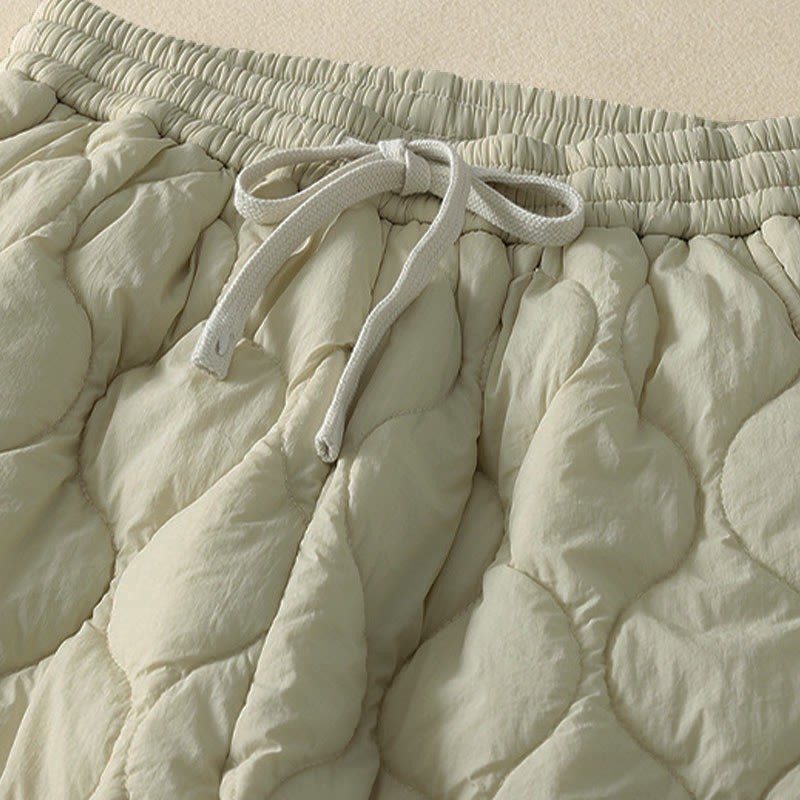 Buddha Stones Winter Curved Lines Elastischer Bund Kordelzug Patchwork-Karo Baumwoll-Thermohose für Damen mit Taschen - image 7