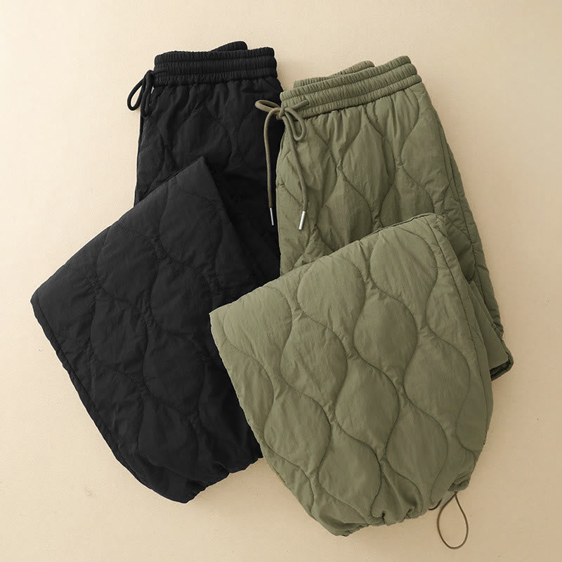 Buddha Stones Winter Curved Lines Elastischer Bund Kordelzug Baumwoll-Thermohose für Damen mit Taschen - image 17