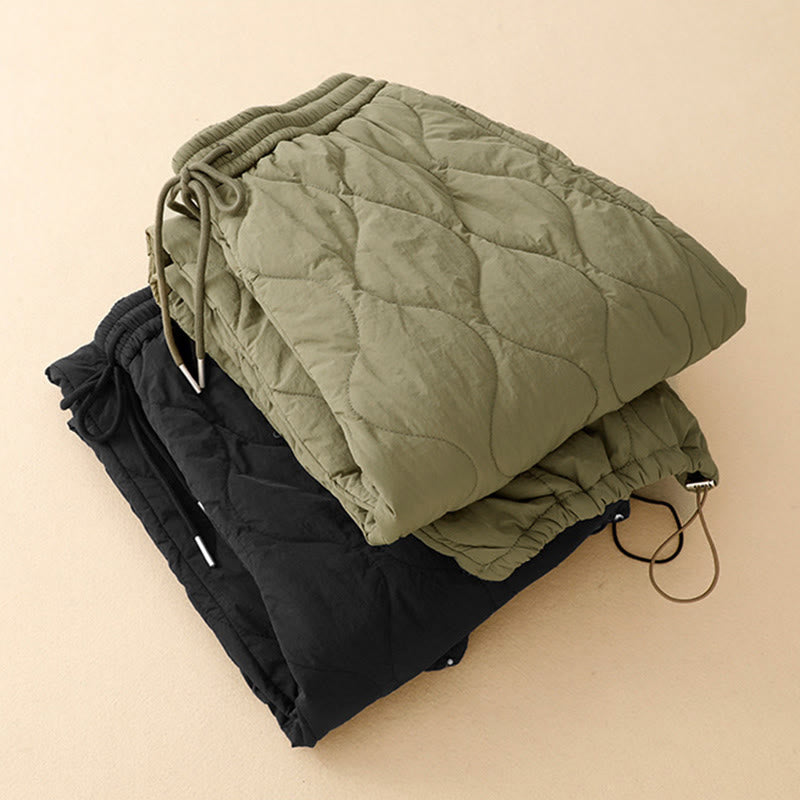 Buddha Stones Winter Curved Lines Elastischer Bund Kordelzug Baumwoll-Thermohose für Damen mit Taschen - image 16