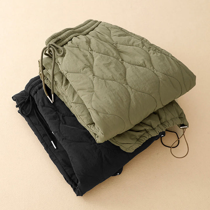 Buddha Stones Winter Curved Lines Elastischer Bund Kordelzug Baumwoll-Thermohose für Damen mit Taschen - image 16