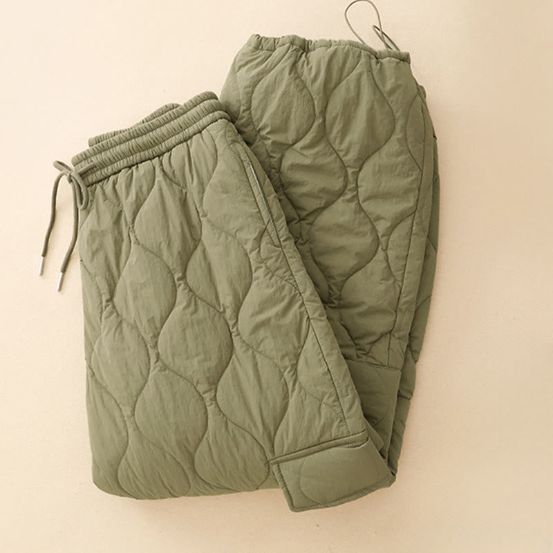 Buddha Stones Winter Curved Lines Elastischer Bund Kordelzug Baumwoll-Thermohose für Damen mit Taschen - image 2