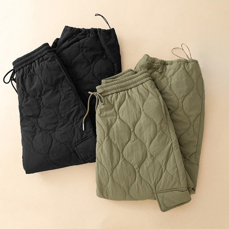 Buddha Stones Winter Curved Lines Elastischer Bund Kordelzug Baumwoll-Thermohose für Damen mit Taschen - image 18