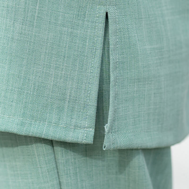 Buddha Stones ​​2-teiliges Set aus chinesischem Froschknopf-Langarmhemd, Oberteil und Hose für Meditation, Zen, Tai Chi und Baumwolle – Damen-Set - image 17