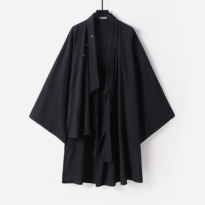 Buddha Stones ​​Wudang Traditionelle Tai Chi Zeremonie Dreiviertelärmel Taoistisches Herren-Langgewand - Schwarz - US/ UK/AU54, EU64 (9XL) - image 11