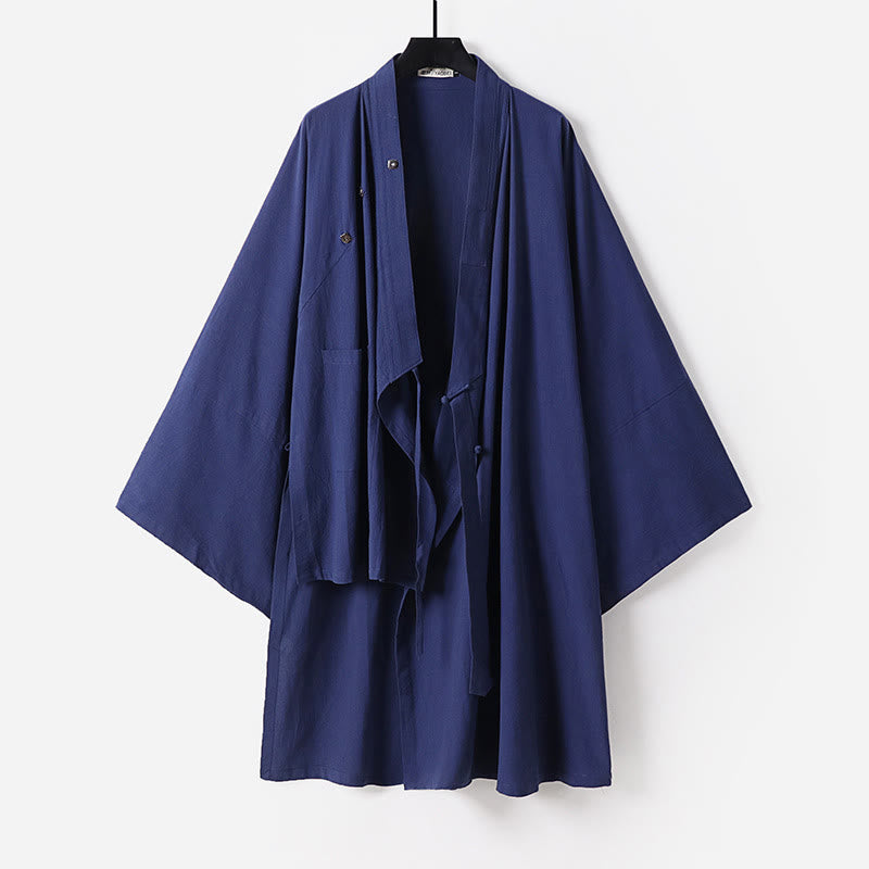 Buddha Stones ​​Wudang Traditionelle Tai Chi Zeremonie Dreiviertelärmel Taoistisches Herren-Langgewand - SteelBlue - US/ UK/AU54, EU64 (9XL) - image 0