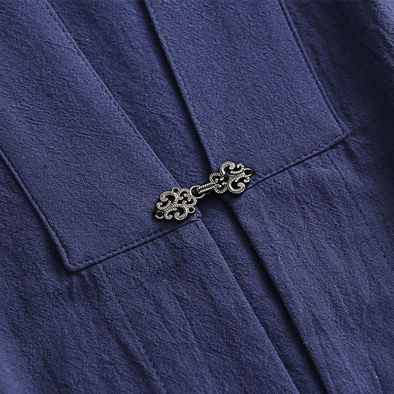 Buddha Stones ​​2-teiliger Herbst-Kimono für Herren, einfarbig, langärmelig, taoistisch, mit Schnürung, ärmellos, Weste, Qigong-Zeremonie-Anzug - image 25