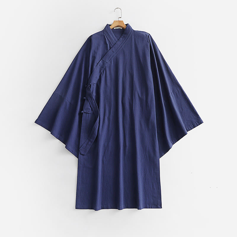 Buddha Stones ​​2-teiliger Herbst-Kimono für Herren, einfarbig, langärmelig, taoistisch, mit Schnürung, ärmellos, Weste, Qigong-Zeremonie-Anzug - image 18