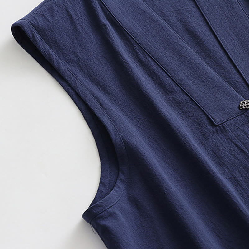 Buddha Stones ​​2-teiliger Herbst-Kimono für Herren, einfarbig, langärmelig, taoistisch, mit Schnürung, ärmellos, Weste, Qigong-Zeremonie-Anzug - image 23