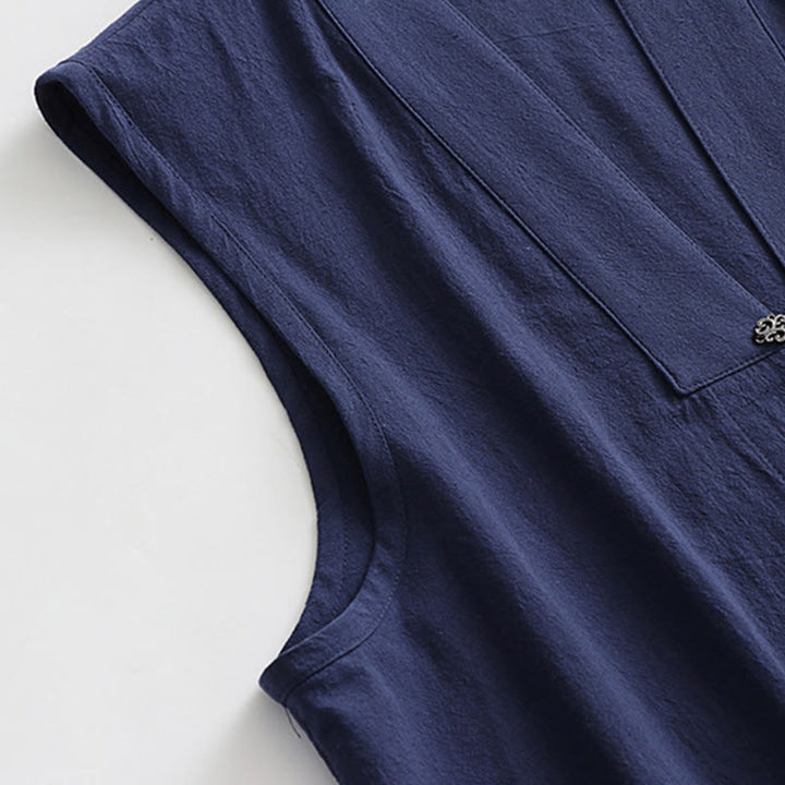 Buddha Stones ​​2-teiliger Herbst-Kimono für Herren, einfarbig, langärmelig, taoistisch, mit Schnürung, ärmellos, Weste, Qigong-Zeremonie-Anzug - image 23