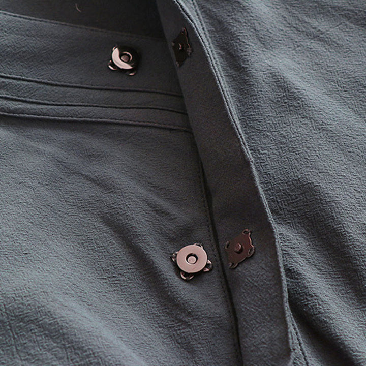 Buddha Stones ​​2-teiliger Herbst-Kimono für Herren, einfarbig, langärmelig, taoistisch, mit Schnürung, ärmellos, Weste, Qigong-Zeremonie-Anzug - image 11