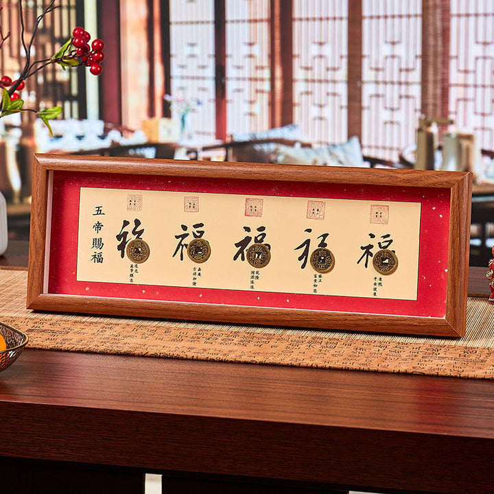 Buddha Stones, Fu-Figur, Fünf-Kaiser-Münzen, Glücks-Fotorahmen, Ornament, Heimdekoration - Stil 2 - Mitteldichte Faserplatte (13*40*4cm) - image 2