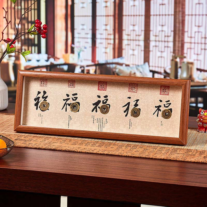 Buddha Stones, Fu-Figur, Fünf-Kaiser-Münzen, Glücks-Fotorahmen, Ornament, Heimdekoration - Stil 3 - Mitteldichte Faserplatte (13*40*4cm) - image 3