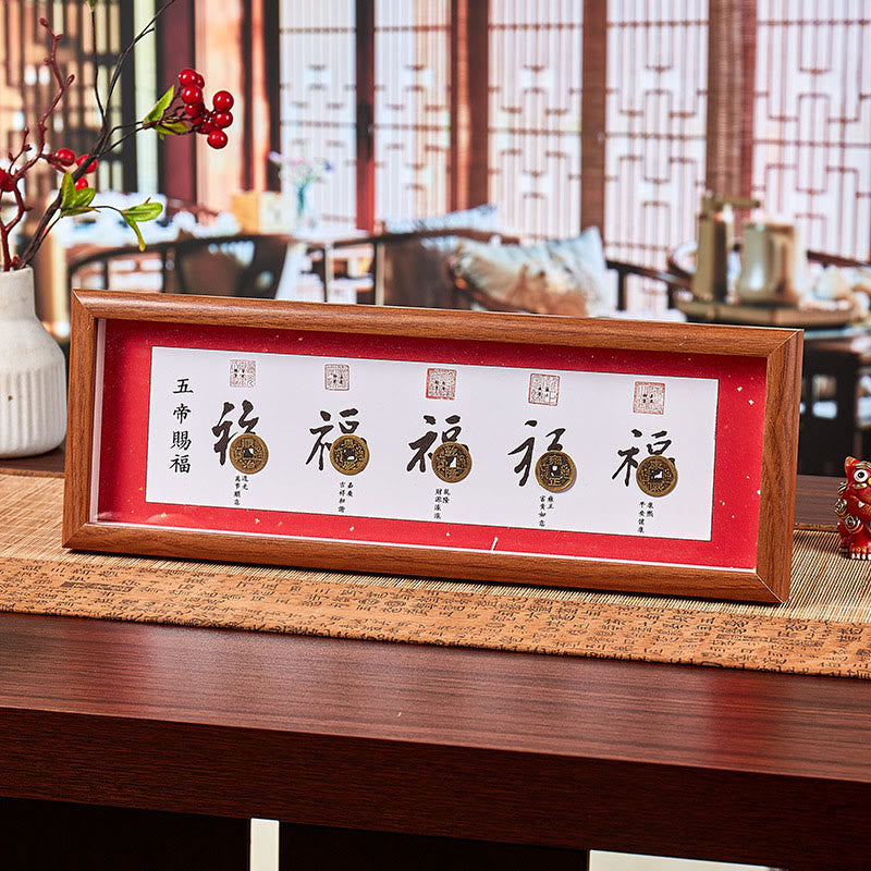 Buddha Stones, Fu-Figur, Fünf-Kaiser-Münzen, Glücks-Fotorahmen, Ornament, Heimdekoration - Stil4 - Mitteldichte Faserplatte (13*40*4cm) - image 7