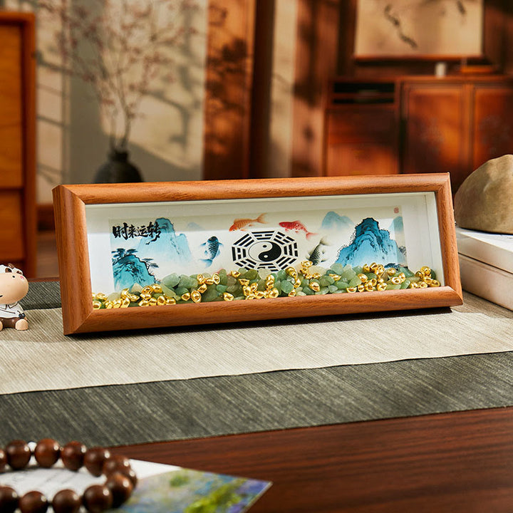 Buddha Stones, grüner Kristall, Bagua, Koi-Fisch, Yin-Yang-Symbol, Goldbarren-Fotorahmen, Ornament, Heimdekoration - Stil 1 - Mitteldichte Faserplatte (9 x 30 x 4 cm) - image 0