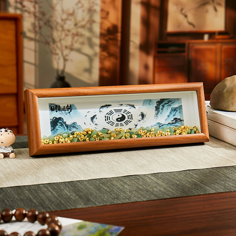 Buddha Stones, grüner Kristall, Bagua, Koi-Fisch, Yin-Yang-Symbol, Goldbarren-Fotorahmen, Ornament, Heimdekoration - Stil 2 - Mitteldichte Faserplatte (9 x 30 x 4 cm) - image 1