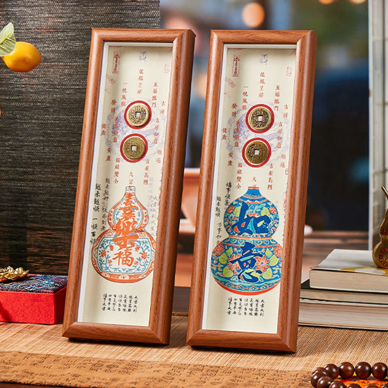 Buddha Stones, Fu-Zeichen, Kürbis, Kupfermünzen, Bilderrahmen, Ornament, Heimdekoration - image 8