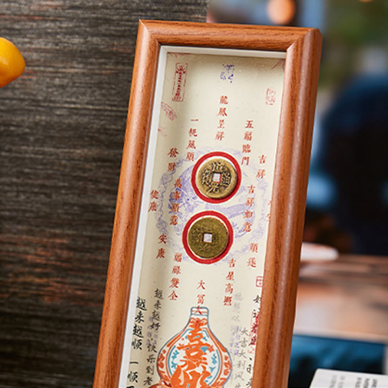 Buddha Stones, Fu-Zeichen, Kürbis, Kupfermünzen, Bilderrahmen, Ornament, Heimdekoration - image 1