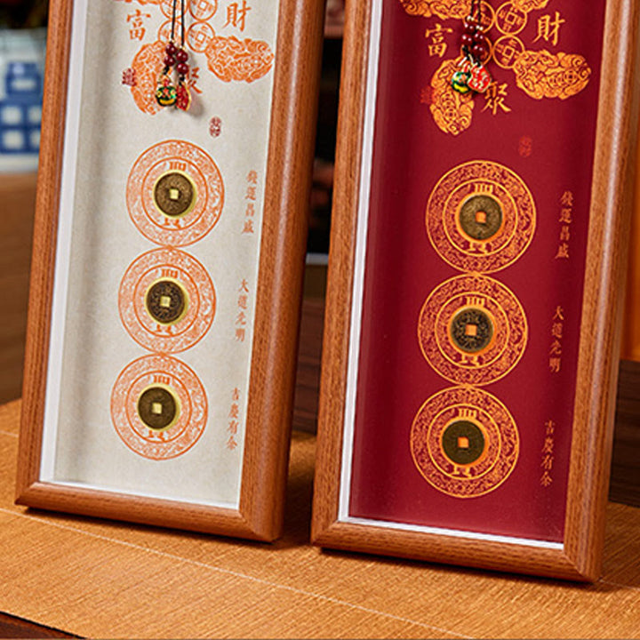 Buddha Stones, Kupfermünzen, Zinnober – Glücksbringer, Segen, Bilderrahmen, Ornament, Heimdekoration - image 9