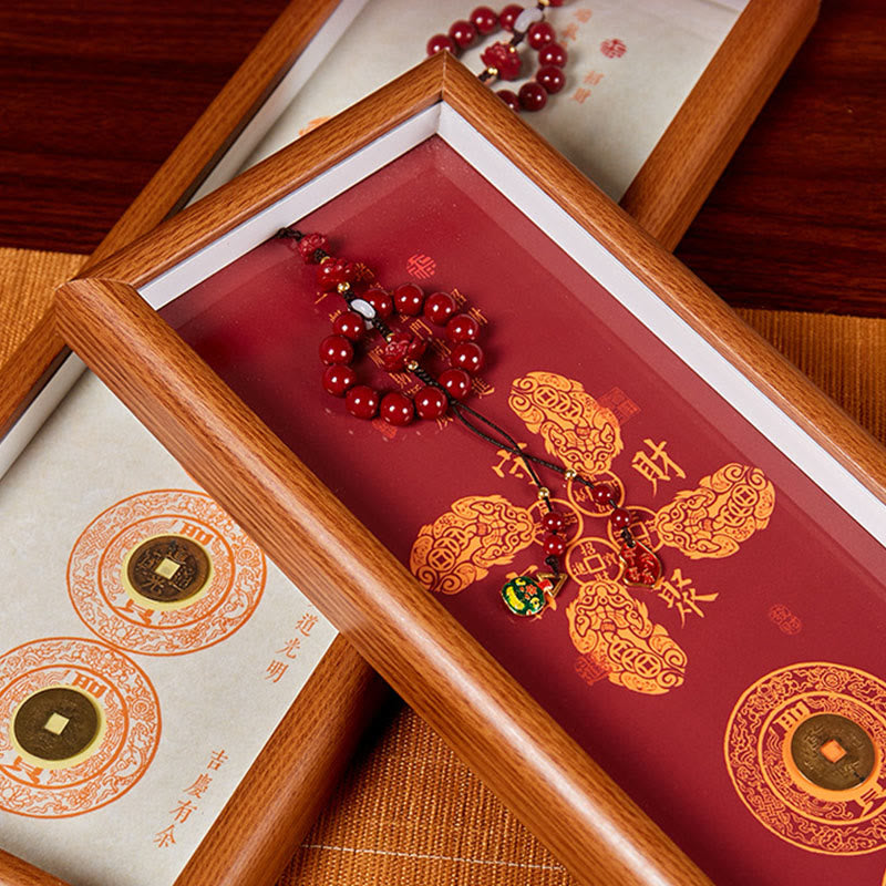 Buddha Stones, Kupfermünzen, Zinnober – Glücksbringer, Segen, Bilderrahmen, Ornament, Heimdekoration - image 10