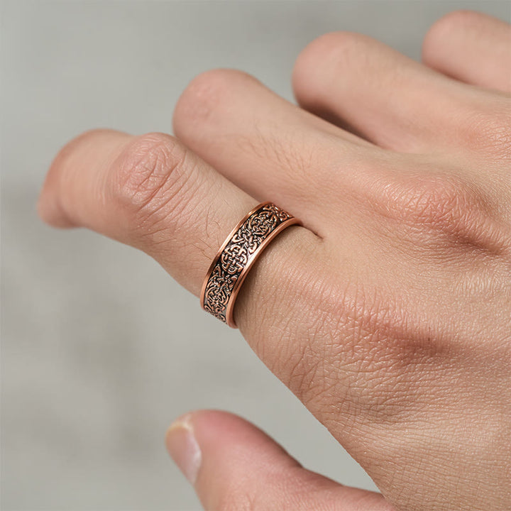 Buddha Stones ​​Kupfer abstraktes Linienmuster Offenes Glücksarmband Armreif Ring - image 10