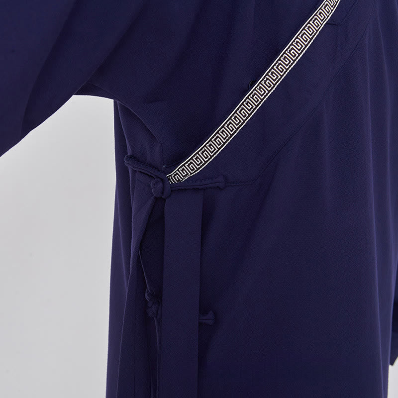 Buddha Stones ​​2-teiliger Wudang Herbst-Kimono mit Froschknopfverschluss, langen Ärmeln, Leinen, Unisex, taoistischer Kimono, Hose, Qigong-Zeremonie-Anzug - image 8