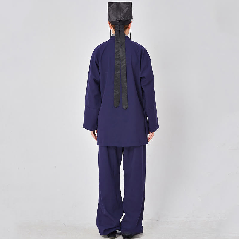 Buddha Stones ​​2-teiliger Wudang Herbst-Kimono mit Froschknopfverschluss, langen Ärmeln, Leinen, Unisex, taoistischer Kimono, Hose, Qigong-Zeremonie-Anzug - image 7