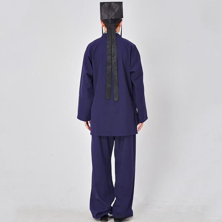 Buddha Stones ​​2-teiliger Wudang Herbst-Kimono mit Froschknopfverschluss, langen Ärmeln, Leinen, Unisex, taoistischer Kimono, Hose, Qigong-Zeremonie-Anzug - image 7