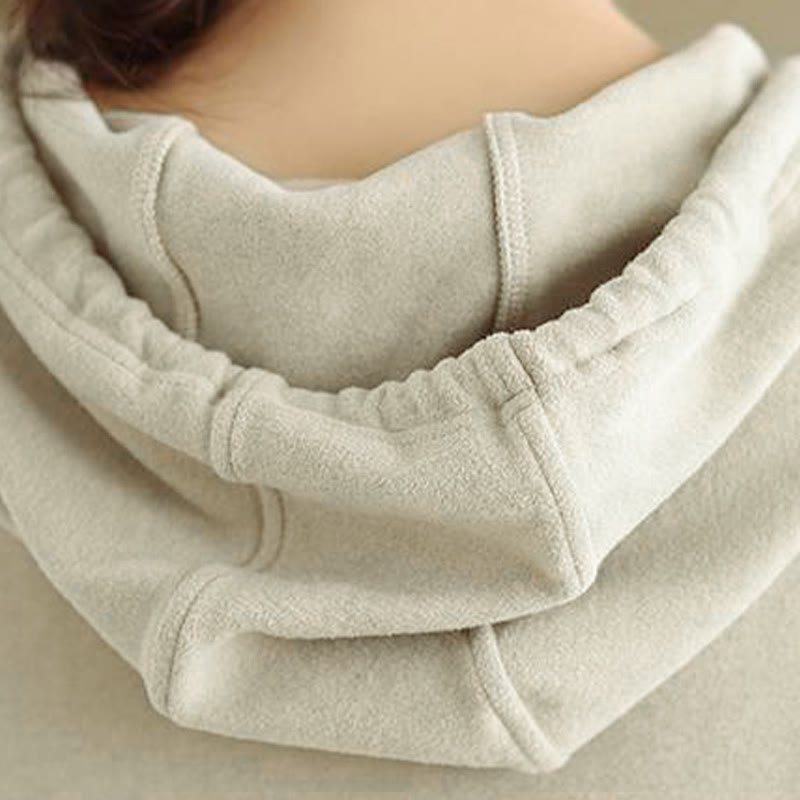 Buddha Stones ​​Winter-Hoodie für Damen, einfarbig, langärmelig, aus Baumwolle, mit Kapuze - image 14
