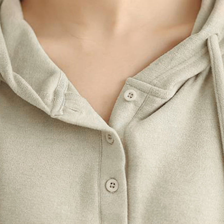 Buddha Stones ​​Winter-Hoodie für Damen, einfarbig, langärmelig, aus Baumwolle, mit Kapuze - image 13