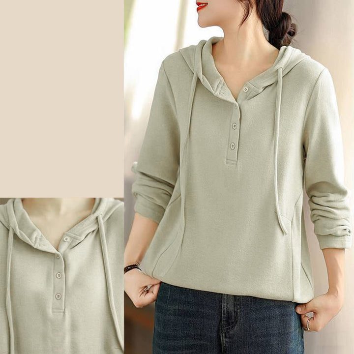 Buddha Stones ​​Winter-Hoodie für Damen, einfarbig, langärmelig, aus Baumwolle, mit Kapuze - image 8