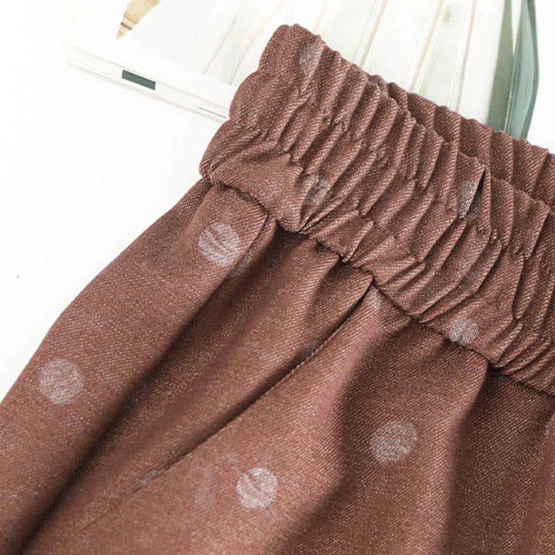 Buddha Stones Freizeithose mit weißem Punktmuster, weitem Bein und Taschen aus Polyester für Damen - image 9