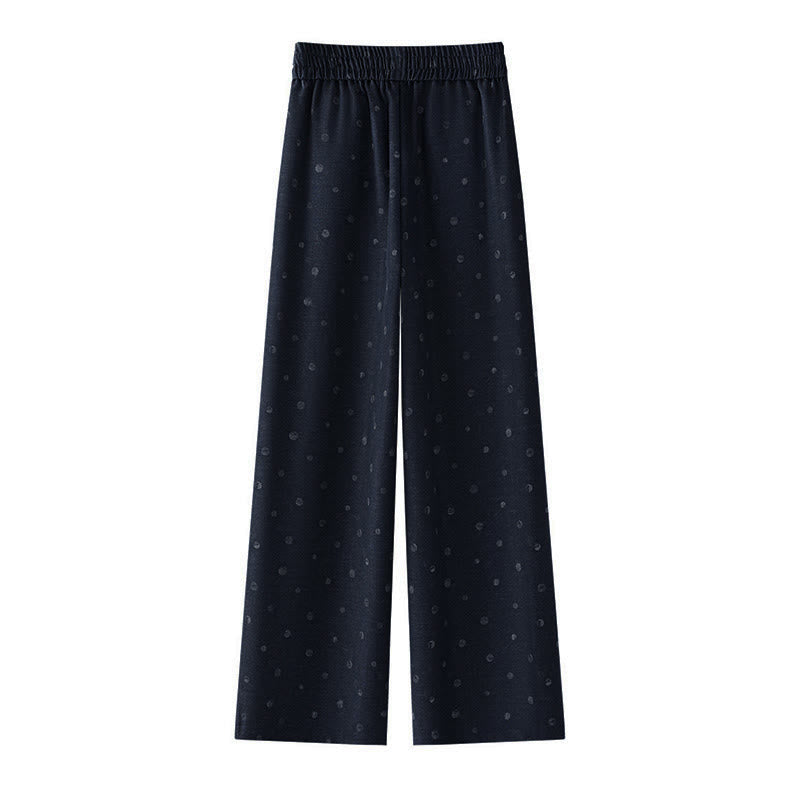 Buddha Stones Freizeithose mit weißem Punktmuster, weitem Bein und Taschen aus Polyester für Damen - image 1
